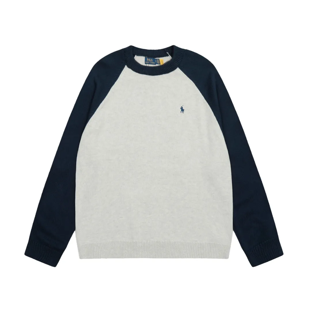 P220 Top quality" Style number: DS017# (not off the shelves all year round) [Ralph Lauren round neck pullover color block pony embroidery logo knitted sweater] ✅Ralph Lauren Ralph Lauren color block raglan contrasting basic style autumn and winter sweaters for men and women ✅Main supply platform live broadcast Wholesale entity Replenish when out of stock Not off the shelf ✅ZP quality 1:1 version Scan the code to enter the GF website Counter quality ✅Detailed quality The only one in Guangzhou Imported quality cotton yarn, focusing on high-end, cost-effective, good quality needless to say. ✅Restore the original version. The maximum size can be worn up to 190 pounds. Loose, comfortable and stress-free. ✅The upper body is simple and easy to match. A must-have item for ootd. Good-looking clothes are never picky. A must-have in the wardrobe of couples. Size: S-XL. Color: black with beige and white, navy blue with gray.